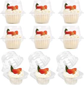 img 4 attached to 🧁 LotFancy 50 Pcs Clear Plastic Cupcake Containers with Lid - Disposable Cupcake Holders for Wedding, Party - Single Compartment Muffin Carrier, Standard Size