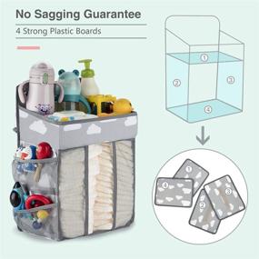 img 3 attached to 🔗 Hanging Diaper Organizer: Convenient Diaper Caddy for Changing Table, Crib, Playard, or Wall - Gray