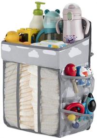 img 4 attached to 🔗 Hanging Diaper Organizer: Convenient Diaper Caddy for Changing Table, Crib, Playard, or Wall - Gray