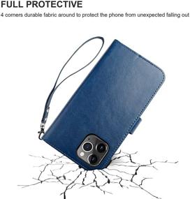 img 1 attached to Bocasal iPhone 11 Pro Wallet Case with Card Holder in Blue - Shockproof PU Leather Flip Cover with Kickstand and Protective Wrist Strap for 5.8 inch iPhone 11 Pro