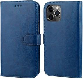 img 4 attached to Bocasal iPhone 11 Pro Wallet Case with Card Holder in Blue - Shockproof PU Leather Flip Cover with Kickstand and Protective Wrist Strap for 5.8 inch iPhone 11 Pro