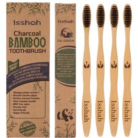 img 3 attached to 4-Pack of Biodegradable Eco-Friendly Natural Bamboo Charcoal Toothbrushes for Sustainable Oral Care