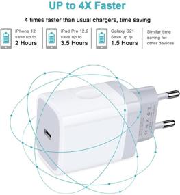 img 3 attached to 2-пакетный быстрый адаптер питания для путешествий по Европе мощностью 20 Вт с USB C, европейский адаптер для розеток - настенные зарядные устройства для iPhone 12 11 Pro Max SE XR XS X SE 8 7 6, Samsung Galaxy S21, Note 20, iPad, Google Pixel
