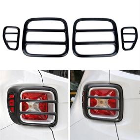 img 4 attached to kkone Black Metal Rear Lamp Protector Cover Guard Set for 2015-2019 Renegade - 4 Pieces (Black)