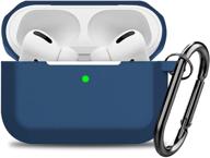 compatible with airpods pro case cover silicone protective case skin for airpods pro 2019 (front led visible) dark blue logo