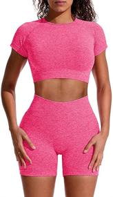img 4 attached to 👚 GXIN Women's Yoga Stretch Top Set with High Waist Sport Shorts - Perfect Workout 2 Piece Outfit