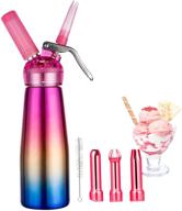 🍦 stainless steel cream whipper - professional whipped cream dispenser, durable whip cream canister with 3 decorating nozzles, 1-pint gourmet cream whipper logo