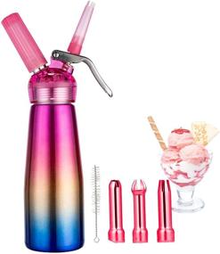 img 4 attached to 🍦 Stainless Steel Cream Whipper - Professional Whipped Cream Dispenser, Durable Whip Cream Canister with 3 Decorating Nozzles, 1-Pint Gourmet Cream Whipper