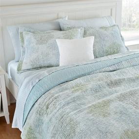 img 1 attached to 🛏️ Laura Ashley Home Saltwater Collection Quilt Set - Reversible 100% Cotton Bedding with Matching Shams - King Size Blue Quilt - All Season, Soft & Pre-Washed Fabric