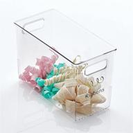 📦 mdesign clear plastic craft room organizer bins - set of 2, tall slim rectangle storage organizers with cutout handles for sewing, crochet, thread, beads, ribbon, glitter, includes 24 labels logo