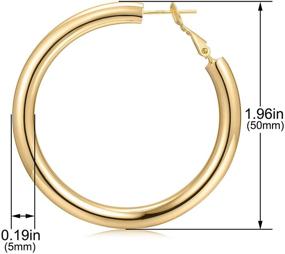 img 3 attached to 💎 Stunning 14k Gold Big Hoop Earrings: Hypoallergenic Statement Jewelry for Women & Girls, White Gold Plated