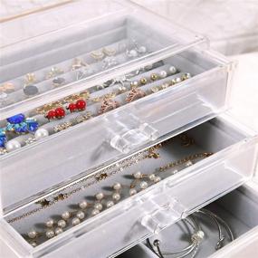 img 1 attached to 💎 Durable DIJA Acrylic Jewelry Box with 4 Drawers – Optimal Organizer for Earrings, Bangles, Bracelets, Necklaces and Rings – Sleek Clear Display Case in Luxurious Gray