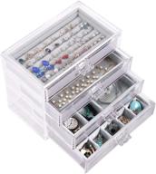 💎 durable dija acrylic jewelry box with 4 drawers – optimal organizer for earrings, bangles, bracelets, necklaces and rings – sleek clear display case in luxurious gray логотип