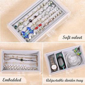 img 2 attached to 💎 Durable DIJA Acrylic Jewelry Box with 4 Drawers – Optimal Organizer for Earrings, Bangles, Bracelets, Necklaces and Rings – Sleek Clear Display Case in Luxurious Gray