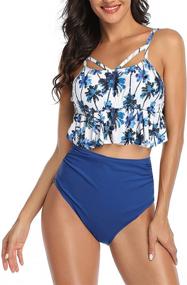 img 4 attached to Jumojufol USTN29B1 Blue6 Women M Jumojufol Womens High Waisted Bikini Swimsuits 2 Piece Ruffled Flounce Falbala Bathing Suits Blue6