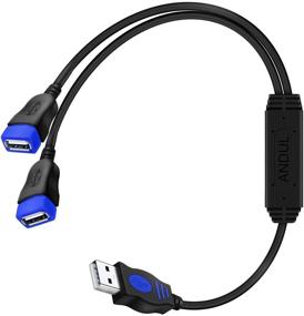 img 4 attached to Военно-морской USB разветвитель: Кабель-разветвитель Andul USB 2.0 Y с зарядным устройством - 1 🔌 мужской на 2 женских удлинительный адаптер для автомобиля, ноутбука, светодиодных ламп и других устройств