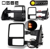 🚚 eccpp towing mirror replacement - ford f250-f550 super duty towing mirrors with power, heated, turn signal light pair set, chrome cover - 1999-2007 compatible logo