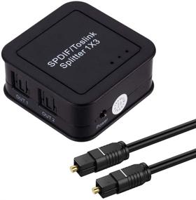 img 4 attached to 🔌 WJES 3-Way Digital Optical Audio Splitter SPDIF TOSLINK for PS3, Blu-Ray, DVD, and HDTV (1 Input, 3 Outputs)