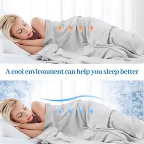 img 3 attached to 🌬️ Stay Cool all Night with Hughapy Cooling Blanket - Twin Size 100% Bamboo Blanket for Hot Sleepers