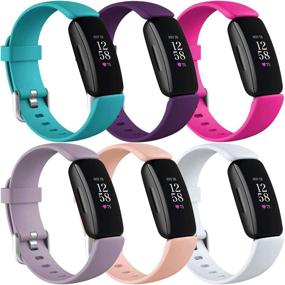 img 4 attached to 🌸 Nofeda 6 Pack Bands Compatible with Fitbit Inspire 2: Stylish Adjustable Sport Replacement Wristbands for Women and Men - Small Size in Rose Pink, White, and Plum