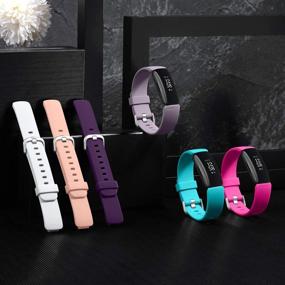 img 3 attached to 🌸 Nofeda 6 Pack Bands Compatible with Fitbit Inspire 2: Stylish Adjustable Sport Replacement Wristbands for Women and Men - Small Size in Rose Pink, White, and Plum