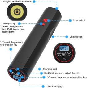 img 3 attached to 🔋 Leadsolar следующего поколения беспроводный портативный насос для шин - велосипед и автомобильный компрессор для воздуха, цифровое управление, 120 PSI, 2200 мАч Li-ion батарея, адаптер 12V DC/110V AC.