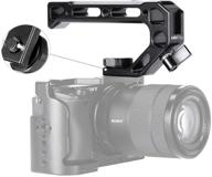 📷 uurig r008 camera/dslr top handle with arri hole connection grip for sony a6400 6300 camera cage ideal for low angle shots, 4 cold shoe mounts for microphone attachment, 15mm nato rail rod clamp tube hole - video film making accessory logo