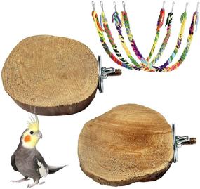 img 4 attached to 🦜 Handmade Rope Swing Climbing Toy for Small Animals - kathson Bird Perch Swing Rats Sugar Glider Toys Wood Platform Exercising Jungle Exploration Cage Accessories Hanging Toy