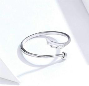 img 1 attached to 💍 Simple Open Rings Band: Angel Wing Sterling Silver Adjustable Finger and Toe Ring for Wedding, Promise, Women, Girls