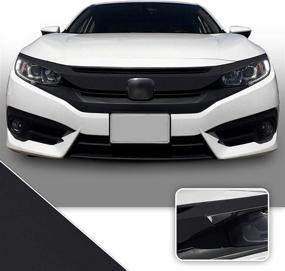 img 4 attached to Optix Front Grille Trim Chrome Delete Blackout Precut Vinyl Wrap Overlay Kit Compatible With And Fits Honda Civic 2016 2017 2018 2019 2020 - Matte Black