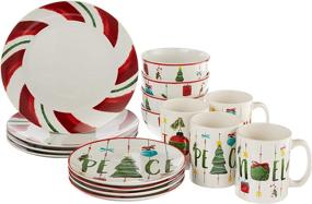 img 4 attached to 🍽️ American Atelier 7216 16 Piece RB Ornaments Dinnerware Set