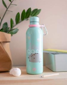 img 1 attached to 🍱 Premium Stainless Steel Vacuum Insulated Water Bottle - Pusheen Foodie Collection - 500ml / 17OZ - Double Wall Sports Bottle - BPA Free - Reusable With Carabiner