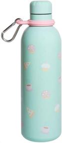 img 3 attached to 🍱 Premium Stainless Steel Vacuum Insulated Water Bottle - Pusheen Foodie Collection - 500ml / 17OZ - Double Wall Sports Bottle - BPA Free - Reusable With Carabiner