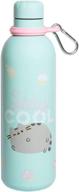 🍱 premium stainless steel vacuum insulated water bottle - pusheen foodie collection - 500ml / 17oz - double wall sports bottle - bpa free - reusable with carabiner логотип