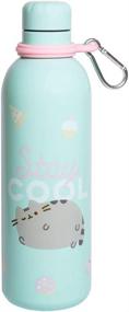 img 4 attached to 🍱 Premium Stainless Steel Vacuum Insulated Water Bottle - Pusheen Foodie Collection - 500ml / 17OZ - Double Wall Sports Bottle - BPA Free - Reusable With Carabiner