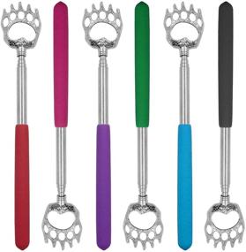 img 4 attached to 🐻 Bagvhandbagro 6PC Bear Claw Back Scratcher Set - Extendable with Long Rubber Handles, Telescoping Metal Back Scratchers for Men and Women - Perfect for Adults, Father's Day