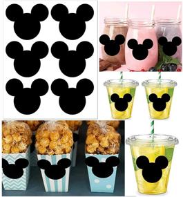 img 4 attached to 🐭 Mickey Mouse Vinyl Chalkboard Stickers - Set of 90 Mickey Blackboard Wall Decals for Disney Themed Party