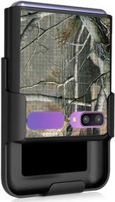 img 3 attached to 🌳 Outdoor Camouflage Case with Clip for Galaxy Z Flip, Nakedcellphone - Tree Leaf Real Woods Camo Cover for Samsung Galaxy Z Flip 5G Phone (2020) - Belt Holster Included