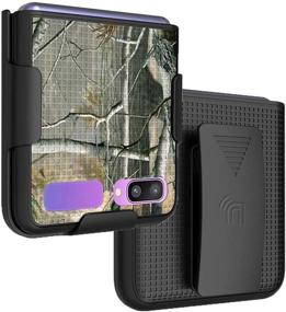 img 4 attached to 🌳 Outdoor Camouflage Case with Clip for Galaxy Z Flip, Nakedcellphone - Tree Leaf Real Woods Camo Cover for Samsung Galaxy Z Flip 5G Phone (2020) - Belt Holster Included