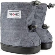 stonz winter booties for baby/infant/toddler girls & boys - all-season stay on snow shoes - cold weather slip-on winter boots - wind resistant, comfortable & vegan - fits 0-3 years logo