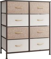 reyade vertical 8-drawer dresser with fabric bins - sturdy steel frame, wood top, easy pull handle - ideal for bedroom, hallway, closets, nurseries, and entryway storage logo