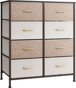 img 4 attached to REYADE Vertical 8-Drawer Dresser with Fabric Bins - Sturdy Steel Frame, Wood Top, Easy Pull Handle - Ideal for Bedroom, Hallway, Closets, Nurseries, and Entryway Storage