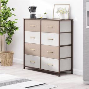 img 2 attached to REYADE Vertical 8-Drawer Dresser with Fabric Bins - Sturdy Steel Frame, Wood Top, Easy Pull Handle - Ideal for Bedroom, Hallway, Closets, Nurseries, and Entryway Storage