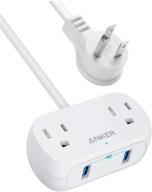 💡 anker power strip с usb powerextend usb 2 mini, 2 розетки и 2 usb-порта, плоский штекер, удлинитель 5 футов, система безопасности - оптимизирован для путешествий, рабочего стола и домашнего офиса (8 футов, белый) логотип