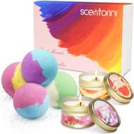 🛀 indulge in relaxation: scentorini bath bombs with scented candles gift set - 4 bath bombs & 2 candles for ultimate moisturization - perfect birthday or mother's day gift! logo