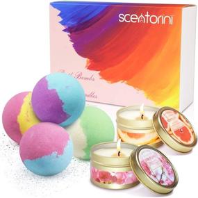 img 4 attached to 🛀 Indulge in Relaxation: SCENTORINI Bath Bombs with Scented Candles Gift Set - 4 Bath Bombs & 2 Candles for Ultimate Moisturization - Perfect Birthday or Mother's Day Gift!