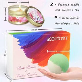 img 2 attached to 🛀 Indulge in Relaxation: SCENTORINI Bath Bombs with Scented Candles Gift Set - 4 Bath Bombs & 2 Candles for Ultimate Moisturization - Perfect Birthday or Mother's Day Gift!