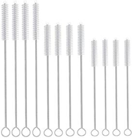 img 4 attached to 🥤 BBDOU Drinking Straw Cleaning Brush Kit - 12 Piece Set of Stainless Steel Long Handle Nylon Bristle Brushes for Multiple Size Straws, including Straw Tubes and Pipes