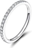 eamti 2mm 925 sterling silver cz half eternity wedding band - stackable ring sizes 3-13 logo