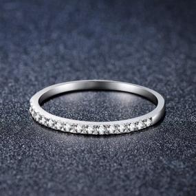 img 3 attached to EAMTI 2mm 925 Sterling Silver CZ Half Eternity Wedding Band - Stackable Ring Sizes 3-13